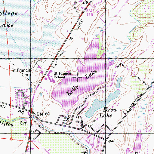 Topographic Map of Kelly Lake, CA