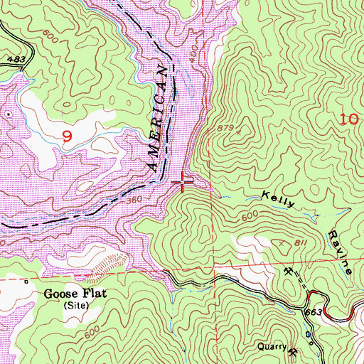 Topographic Map of Kelly Ravine, CA