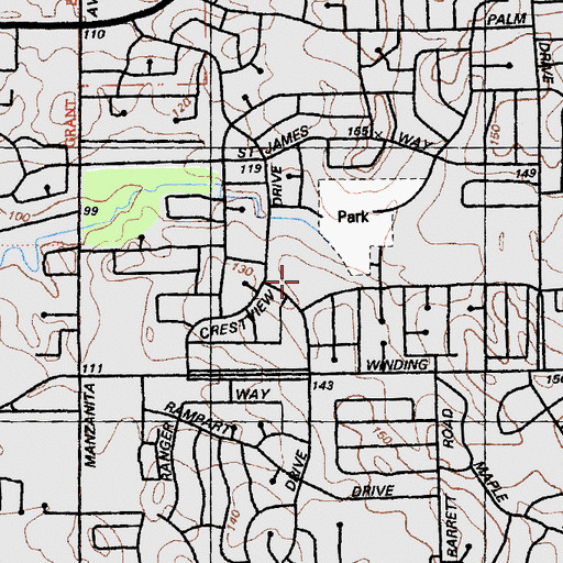 Topographic Map of Thomas Kelly Elementary School, CA