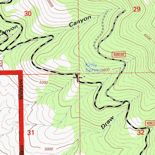Topographic Map of Kelly Spring, CA