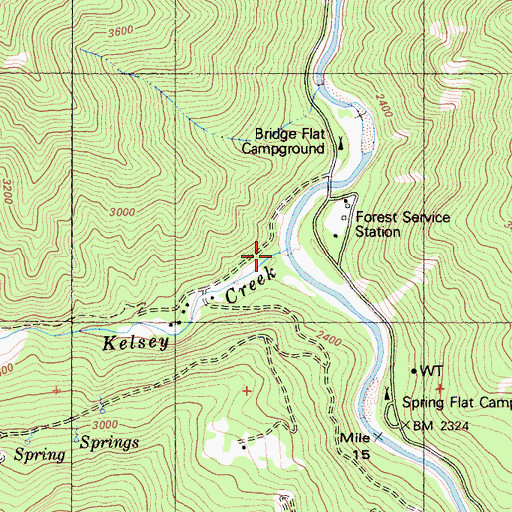 Topographic Map of Kelsey Creek, CA