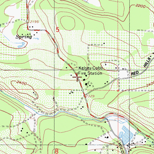 Topographic Map of Kelsey-Cobb Fire Station, CA