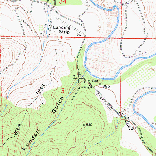 Topographic Map of Kendall Gulch, CA