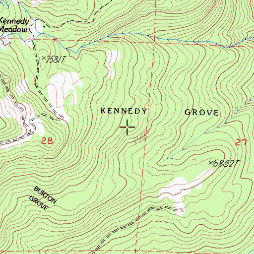 Topographic Map of Kennedy Grove, CA