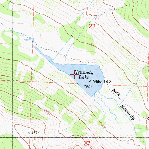 Topographic Map of Kennedy Lake, CA