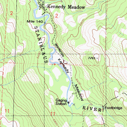Topographic Map of Kennedy Meadow, CA