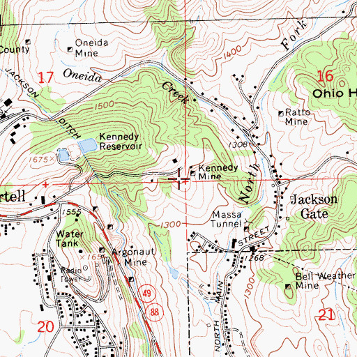 Topographic Map of Kennedy Mine, CA