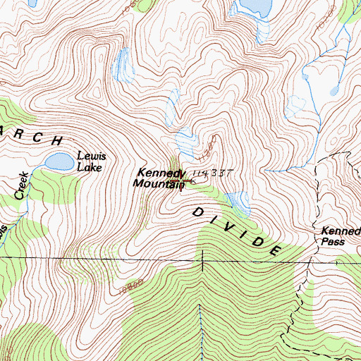 Topographic Map of Kennedy Mountain, CA