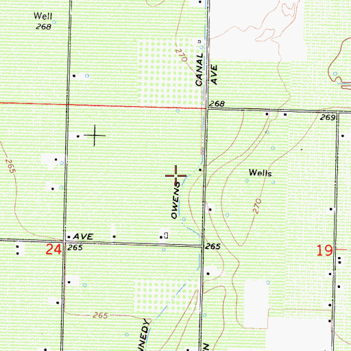 Topographic Map of Kennedy Owens Canal, CA