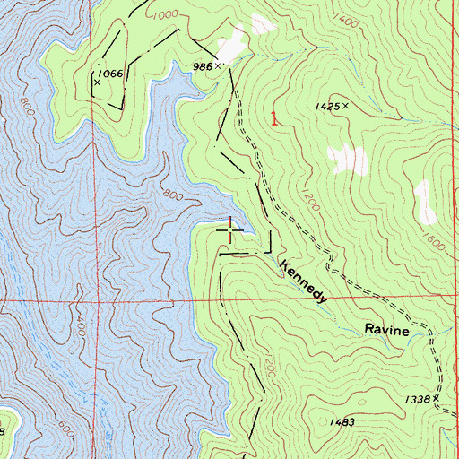 Topographic Map of Kennedy Ravine, CA