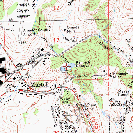 Topographic Map of Kennedy Reservoir, CA