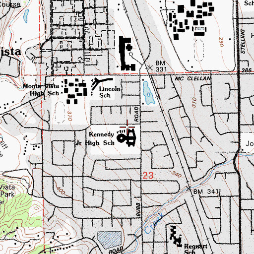 Topographic Map of John F Kennedy Middle School, CA