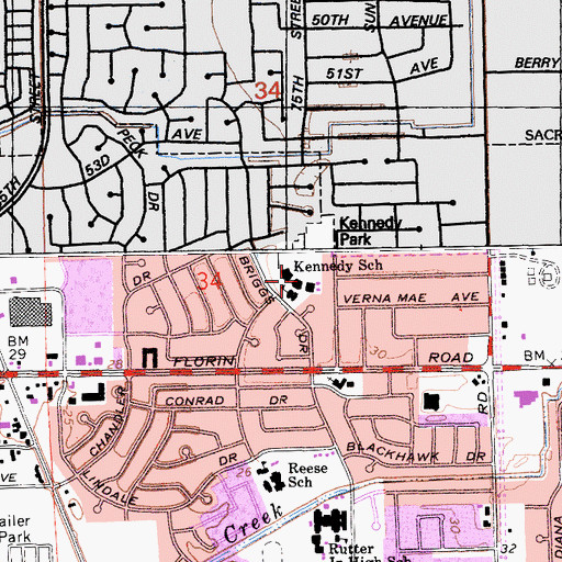 Topographic Map of Samuel Kennedy Elementary School, CA