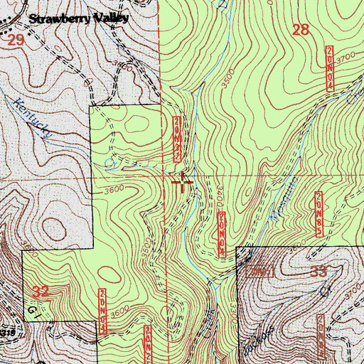 Topographic Map of Kentucky Creek, CA