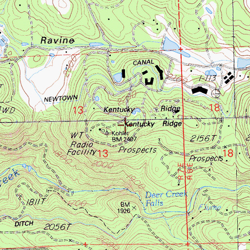 Topographic Map of Kentucky Ridge, CA