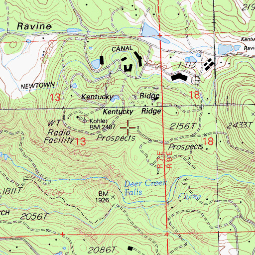 Topographic Map of Kentucky Ridge Mine, CA