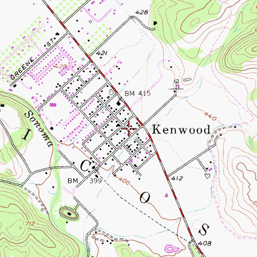 Topographic Map of Kenwood, CA