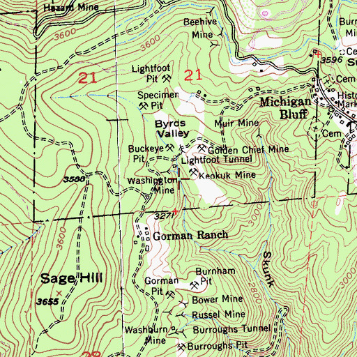 Topographic Map of Keokuk Mine, CA
