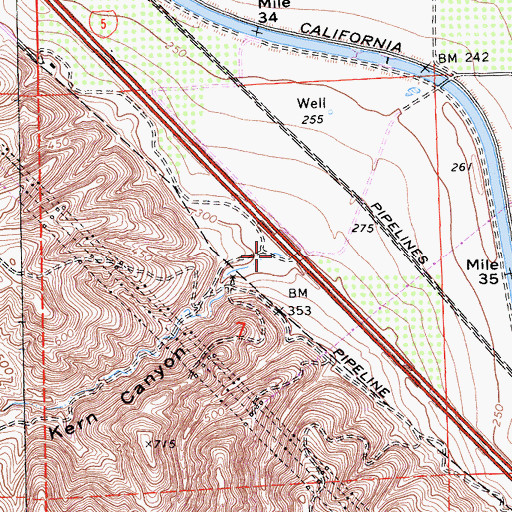 Topographic Map of Kern Canyon, CA