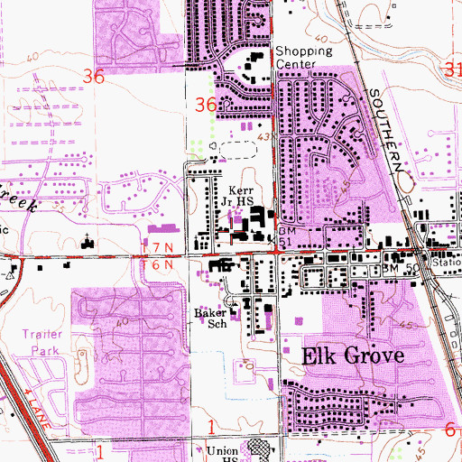 Topographic Map of Joseph Kerr Middle School, CA