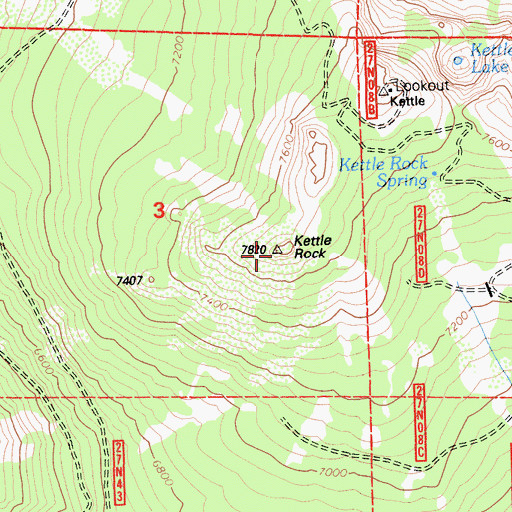 Topographic Map of Kettle Rock, CA