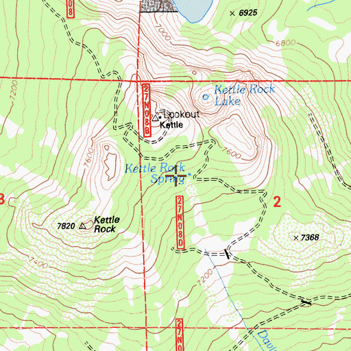 Topographic Map of Kettle Rock Spring, CA