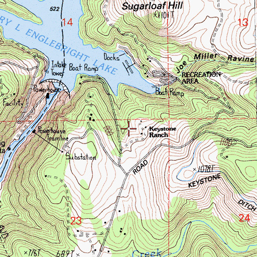 Topographic Map of Keystone Ranch, CA