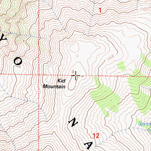 Topographic Map of Kid Mountain, CA