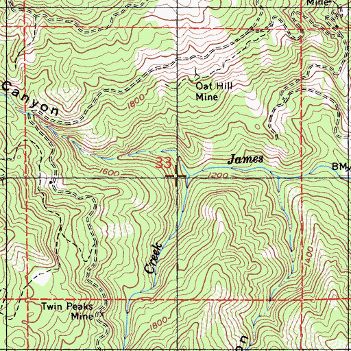 Topographic Map of Kidd Canyon, CA