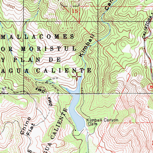 Topographic Map of Kimball Canyon, CA