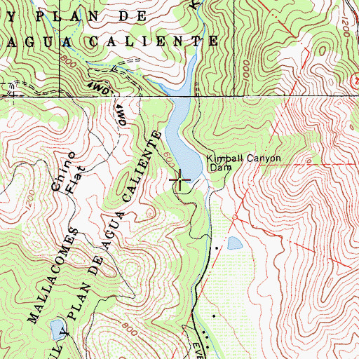 Topographic Map of Kimball Canyon Dam, CA