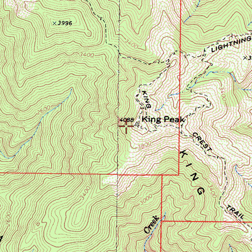 Topographic Map of King Peak, CA