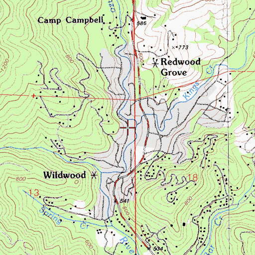 Topographic Map of Kings Creek, CA