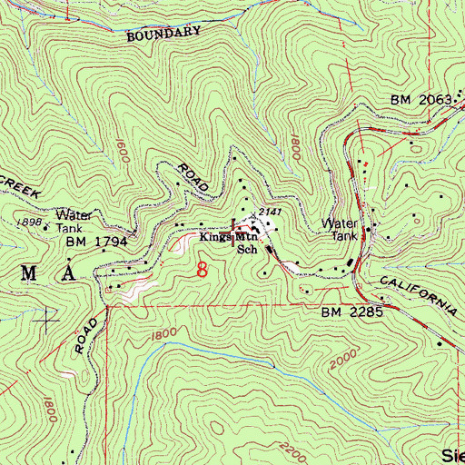 Topographic Map of Kings Mountain Elementary School, CA