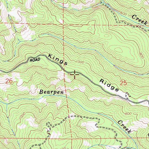 Topographic Map of Kings Ridge, CA