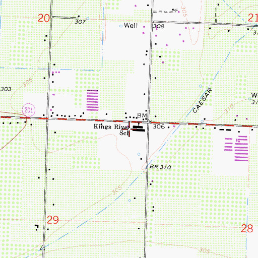 Topographic Map of Kings River Elementary School, CA