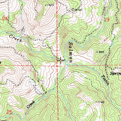 Topographic Map of Kinsey Creek, CA