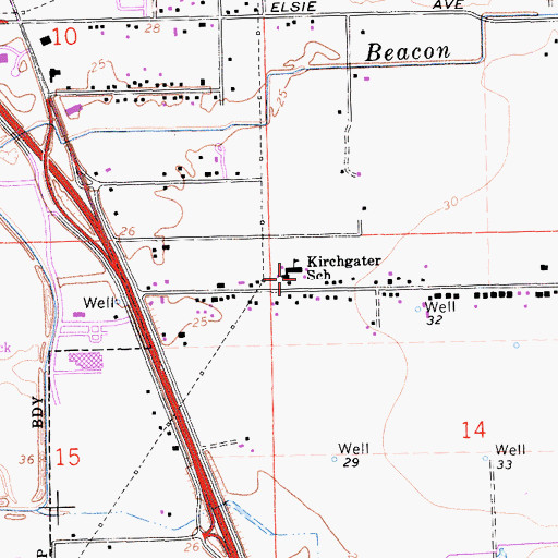Topographic Map of Anna Kirchgater Elementary School, CA
