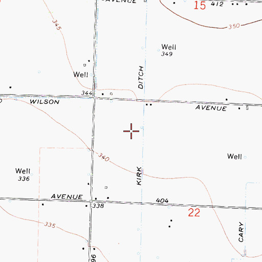 Topographic Map of Kirk Ditch, CA