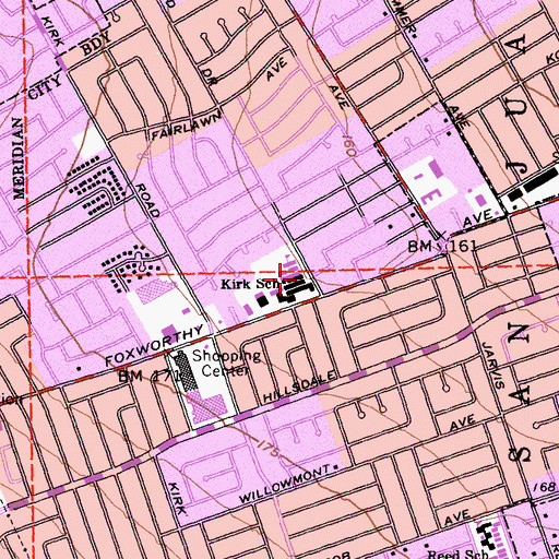Topographic Map of Kirk School, CA