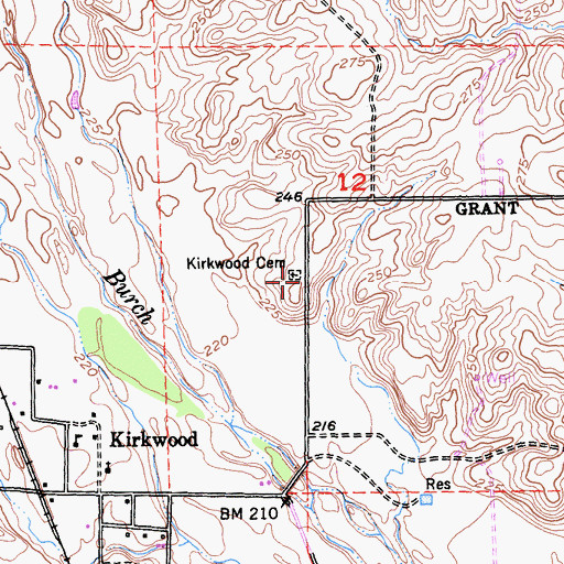 Topographic Map of Kirkwood Cemetery, CA