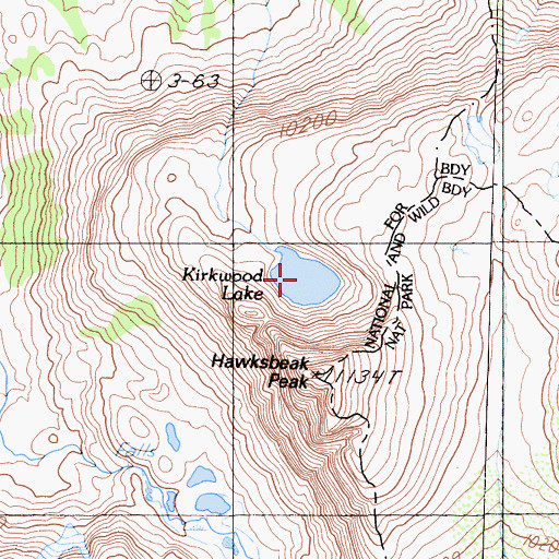Topographic Map of Kirkwood Lake, CA