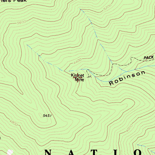 Topographic Map of Kismet Mine, CA