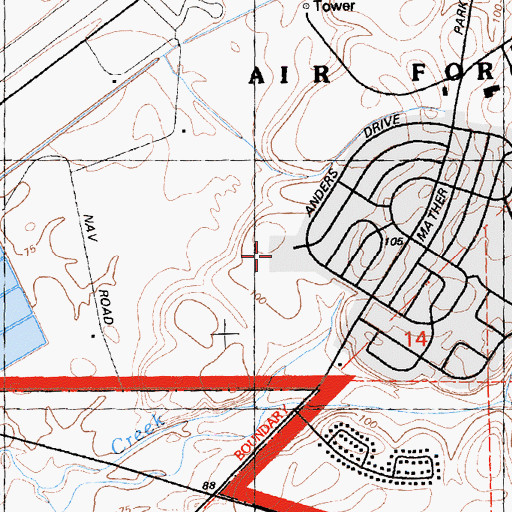 Topographic Map of Mather Youth Academy, CA