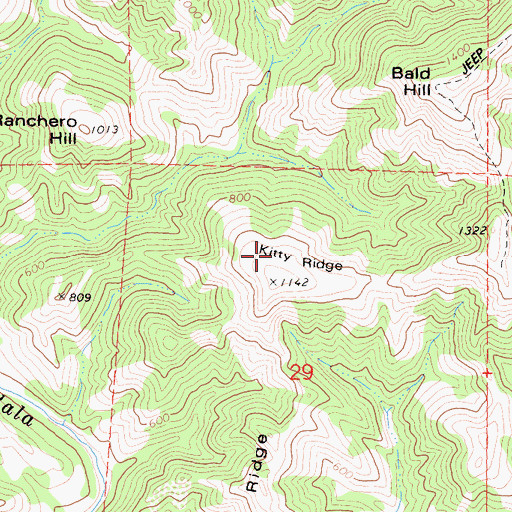 Topographic Map of Kitty Ridge, CA