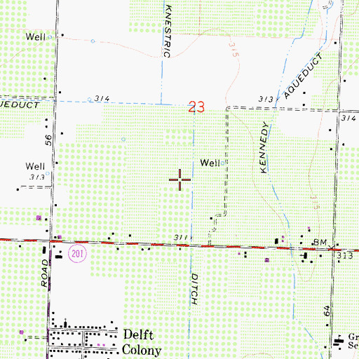 Topographic Map of Knestric Ditch, CA