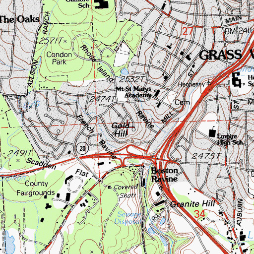 Topographic Map of Knight Monument, CA