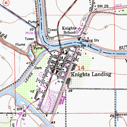 Topographic Map of Knights Landing, CA