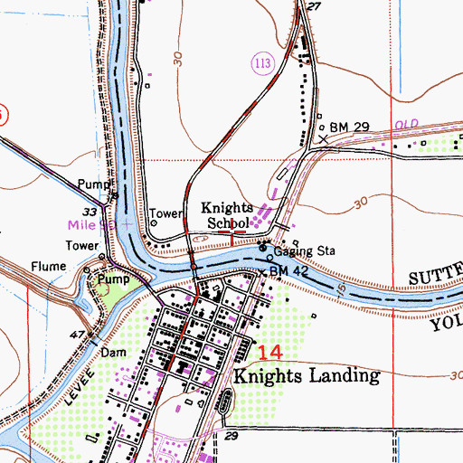 Topographic Map of Knights School, CA