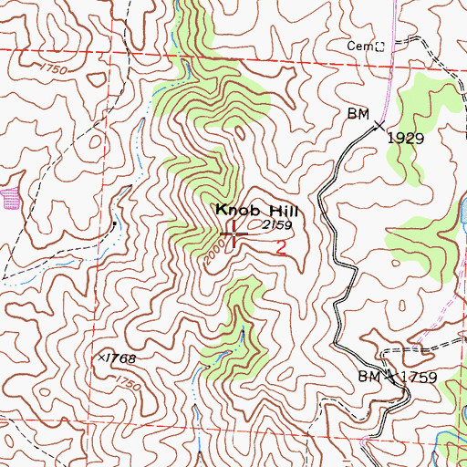 Topographic Map of Knob Hill, CA